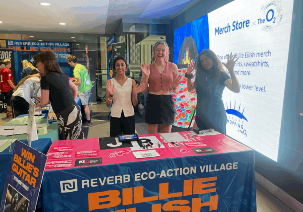 Our team behind our stall at the Billie Eilish Eco Village.