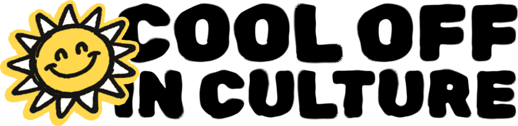Cool Off in Culture logo in black writing with an illustration of a smiling sun in the left corner