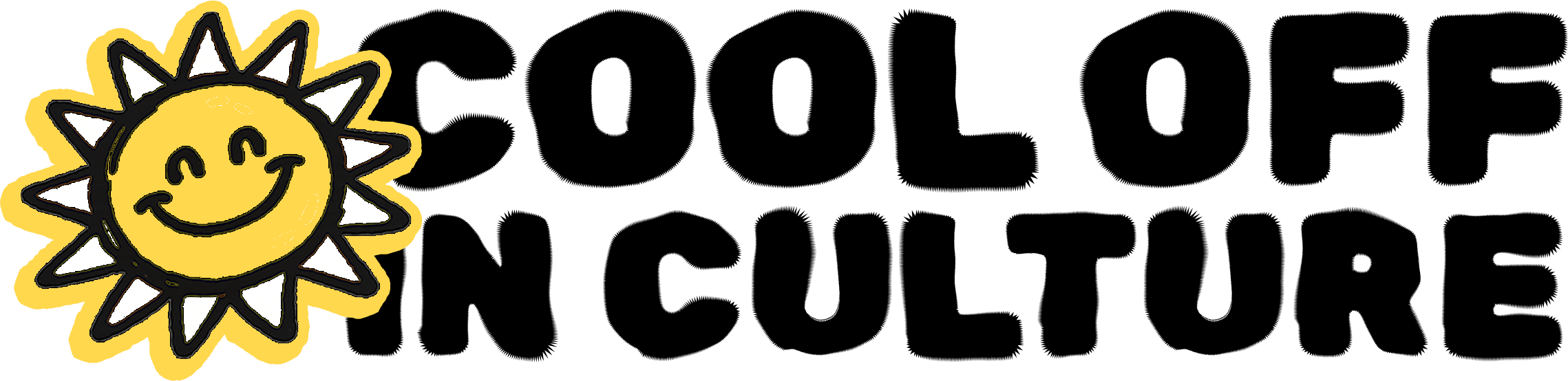 Cool Off in Culture logo in black writing with an illustration of a smiling sun in the left corner